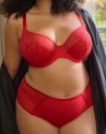 Sculptresse by Panache Sophia UW Stretch Lace Plunge -rintaliivit - Red-thumb Kaarituettu, toppaamaton joustopitsinen plungeliivi. 75-105, F-L 11196-RED