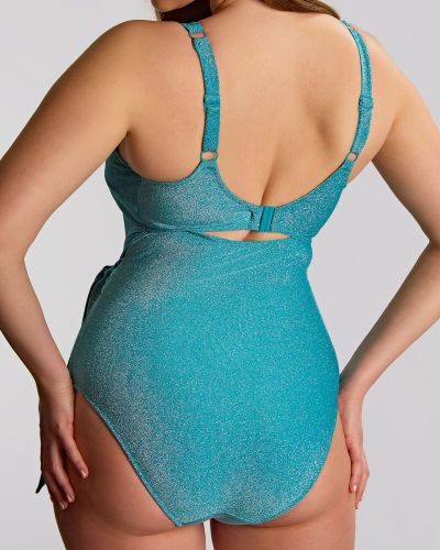 Panache Swimwear Sparkle UW Balcony -uimapuku - Teal Kaarituettu uimapuku näyttävällä rusetilla. 70-85, F-M SW2050A-TEL