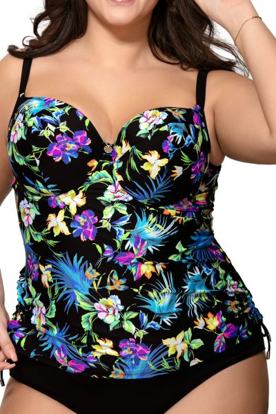 Ava Swimwear Blue Tropical UW Padded -tankini  65-95, D-L ST-19