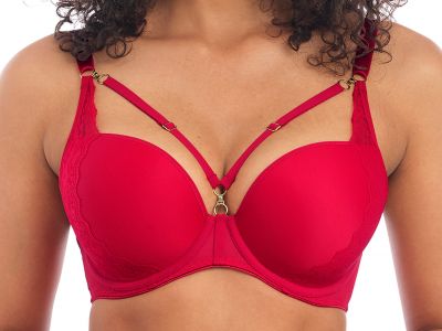 Freya Temptress Plunge -rintaliivit Cherry Kaarituettu, syväänuurrettu plunge-malli, jossa saumattomat ja muotoonprässätyt kupit ja irrotettavat koristeet 60-85, D-J AA400131-CHR