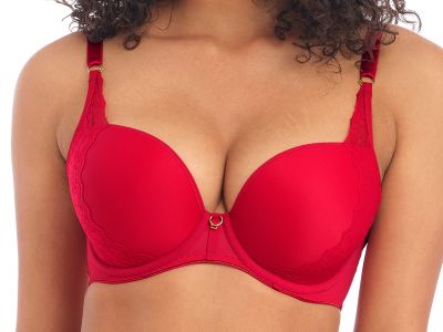 Freya Temptress Plunge -rintaliivit Cherry Kaarituettu, syväänuurrettu plunge-malli, jossa saumattomat ja muotoonprässätyt kupit ja irrotettavat koristeet 60-85, D-J AA400131-CHR