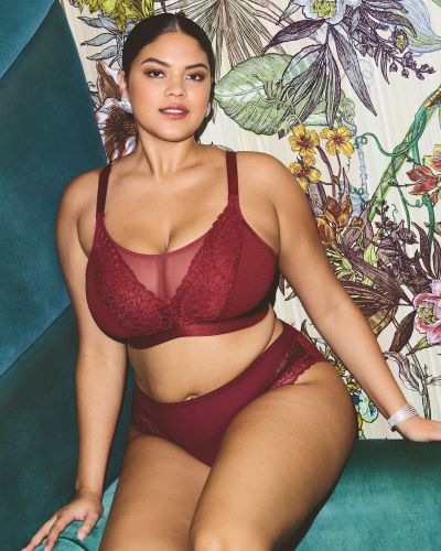 Elomi Tiernie NW -bralette - Tibetan Red Kaaritueton, toppaamaton pitsi- ja meshbralette. 70-100, E/F - M/N EL303317-TIB