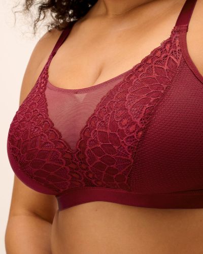 Elomi Tiernie NW -bralette - Tibetan Red Kaaritueton, toppaamaton pitsi- ja meshbralette. 70-100, E/F - M/N EL303317-TIB