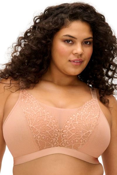 Elomi Tiernie NW -bralette - Sahara Kaaritueton, toppaamaton pitsi- ja meshbralette. 70-100, E/F - M/N EL303317-SAH
