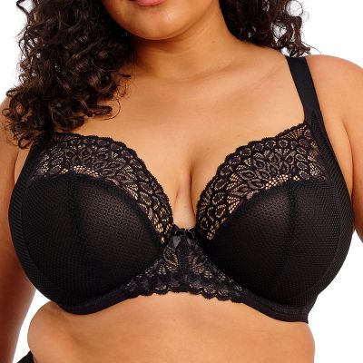 Elomi Tiernie UW Stretch Plunge -rintaliivit - Black Kaarituettu, kokokuppinen ja toppaamaton plunge-liivi joustopitsisellä kupin reunalla. 70-100, E-O EL303334-BLK