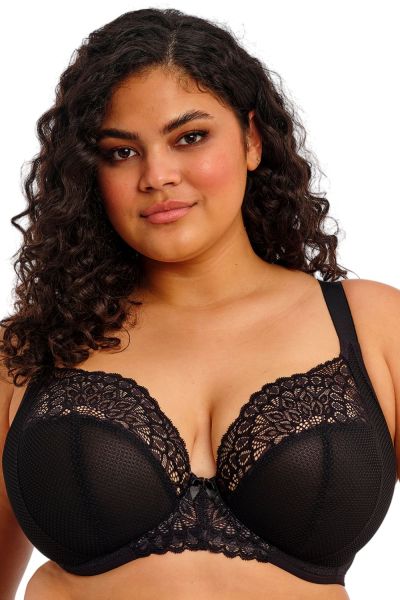 Elomi Tiernie UW Stretch Plunge -rintaliivit - Black Kaarituettu, kokokuppinen ja toppaamaton plunge-liivi joustopitsisellä kupin reunalla. 70-100, E-O EL303334-BLK