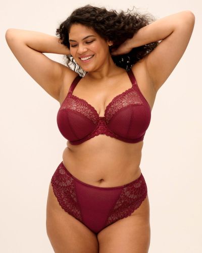 Elomi Tiernie Thong -stringit - Tibetan Red Stringit Tiernie-sarjaan. S/38 - 3XL/48 EL303370-TIB