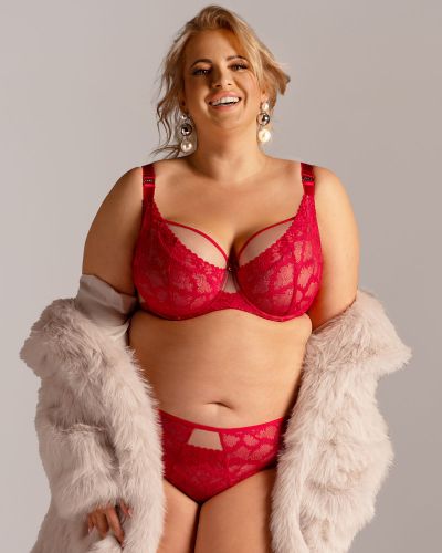 Nessa Tiffany UW Soft -rintaliivit Lipstick Red Kaarituettu, toppaamaton liivi kaksikerroksisilla mesh- ja joustopitsikupeilla. 65-100, E-O TIF-550-RED
