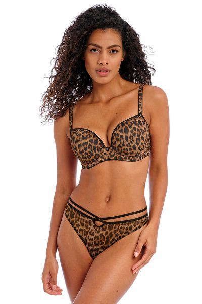 Freya Wild Side UW Moulded Plunge -rintaliivit Leopard Kaarituettu, syväänuurrettu plunge-malli 60-85, D-J AA401231-LED