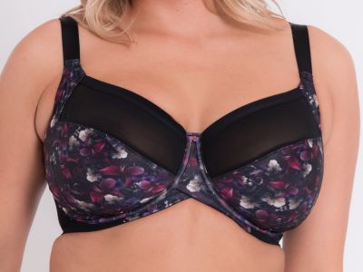 Curvy Kate Wonderfully Full Cup -rintaliivit Black Floral Kaarituettu, toppaamaton täyskuppinen liivi. 70-105, E-O CK-061-102-BFL