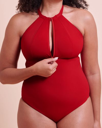 Curvy Kate Zip Tide NW Multiway -uimapuku - Red Kaaritueton kokouimapuku E-L-kupille. S/36-38 - 2XL/52-54 CS-035606-RED