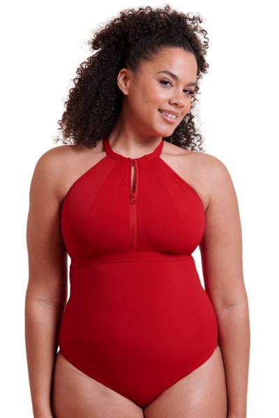 Curvy Kate Zip Tide NW Multiway -uimapuku - Red Kaaritueton kokouimapuku E-L-kupille. S/36-38 - 2XL/52-54 CS-035606-RED