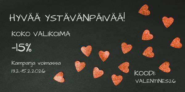 Hyvää ystävänpäivää! Koko valikoima -15% 15.2. saakka